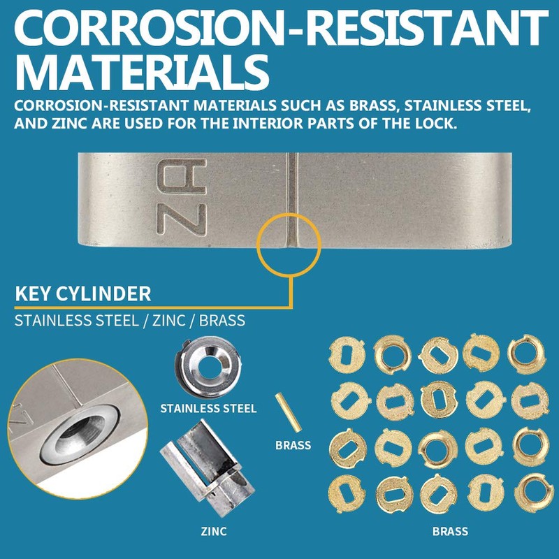 Zarker J55S keyed Alike Padlocks, Heavy Duty Stainless Steel Shackle