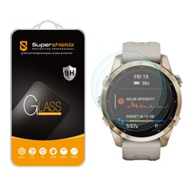 (3 Pack) Supershieldz Designed for Garmin Fenix 7S/ Fenix 7S Solar/ Fenix 7S Sapphire Solar (42mm) / Fenix 7S Pro / Fenix 7S Pro Solar / Fenix 7S Pro Sapphire Solar / Epix Pro (42mm) Tempered Glass Screen Protector, Anti Scratch, Bubble Free