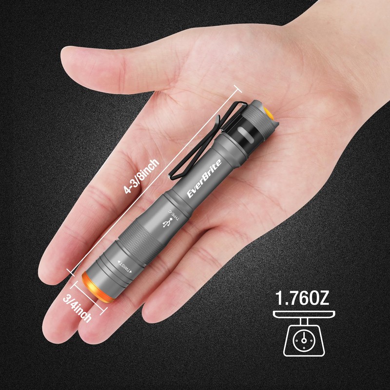 EverBrite Mini Pen Light, Rechargeable Pocket Pen Flashlight with USB