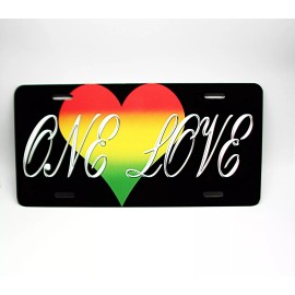 DIGIART INTERNATIONAL ONE LOVE ONE WORLD PEACE BOB MARLEY METAL CAR NOVELTY LICENSE PLATE AUTO TAG