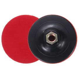 sourcing map 4 Inch Hook and Loop Backing Sanding Pads with M14 Thread for Diamond Sanding Finishing Polishing Buffing Pads, Black + Red 2pcs