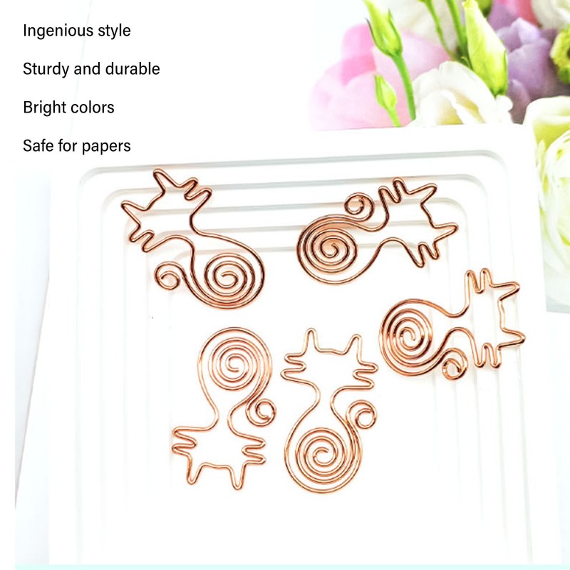 100Pcs Cute Paper Clips Rose Gold Cat Shape Anti Slip