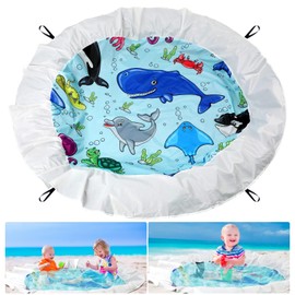 Tondiamo Beach Pool for Toddler Baby Beach Pool Blanket 2 in 1 Waterproof Sandproof Kiddie Foldable Sand for Kids Vacation Picnic(6.6 x 6.6 ft)