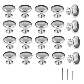ShipeeKin 20 x Silver Polished Chrome Furniture Knobs, Cupboard Knobs, Pull Handles for Wardrobe, Drawer, Bedroom, Bathroom, Kitchen, Office, etc. (Diameter: 30 mm)