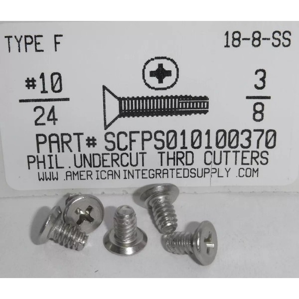 AMERICANINTEGRATEDSUPPLY.COM #10-24x3/8 Undercut Flat Phil Thread Cutting Screws Type F