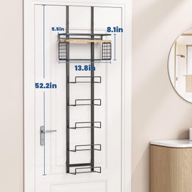 Aetyord Aetyord Towel Racks for Bathroom Over The Door Towel Racks Towel Storage Organizer with Metal Shelf Basket for Bathroom Rv Camper (7-Tier Black with Wood Plank)