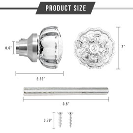 Glass Door Knobs Interior - Vintage Crystal Glass Knobs with Antique Mortise Lock Replacement for Interior Doors, Cabinets, Old-World Style Restorations Brushed Nickel 1 Pack