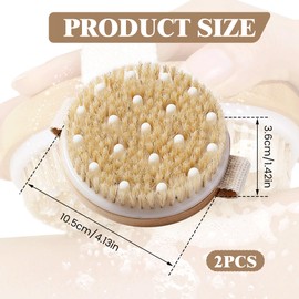 2PCS Dry Body Brush with Natural Bristles Dry Brushing Body Brush Supports Radiant Skin Lymphatic Drainage Brushes for Exfoliating Skin Lymphatic Drainage and Cellulite Treatment