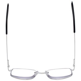Calabria R754 Rectangular Metal Reading Glasses +3.25 Shiny Silver Men Designer Retro Thin Readers Trendy Stylish Eyeglasses