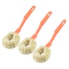 Qtqgoitem 3 Pcs Orange Plastic Handle Beige Fabric Brush Pot