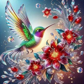 Hummingbird Stamped Cross Stitch Kits - Flowers Needlepoint Counted Cross Stitch Kits for Beginners Adults Flowers Patterns Dimensions Needlecrafts Embroidery Kits Arts and Crafts
