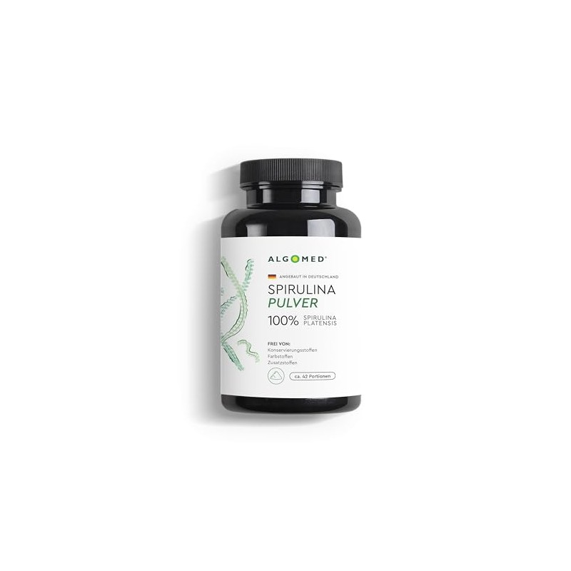 Algomed Spirulina Powder, 100% Spirulina Platensis, 125 g, No Preservatives