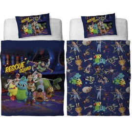 Toy Story 4 Junior Duvet Cover Set – Rescue Squad Design | Reversible Kids Bedding with Pillowcase | Features Woody, Buzz Lightyear, Forky, Ducky, Bunny & Duke Caboom