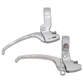 ARAi AF200 Silver Aluminum Brake Lever, Left & Right Set, Left and Right Asymmetric Design Lever (Right: Caliper Brake Compatible, Left: Roller Band Compatible), Grip Shifter Compatible