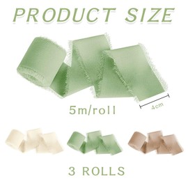 3 Rolls of Gift Ribbons, Chiffon Ribbons, Wedding Ribbons, DIY Craft Supplies Accessories, Bouquet Decoration Ribbons