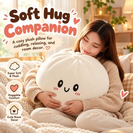 Dumpling Plush Pillow for Hugging & Decor – Soft Stuffed Food Toy Cushion for Beds, Sofas & Cute Gifts