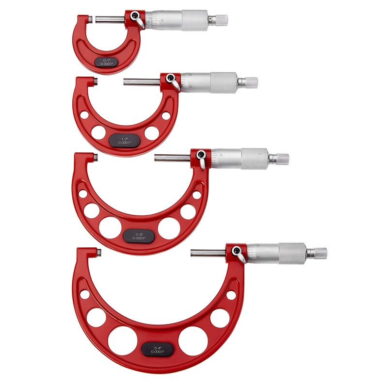 Premium Outside Micrometer Set 0-4" / 0.0001" (0-1"/1-2"/2-3"/3-4") Precision Machinist