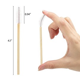100 varitas desechables para rímel, brocha de bambú para extensiones de pestañas, brocha de cejas de pestañas, kits de maquillaje aplicador de varita de pestañas, color blanco