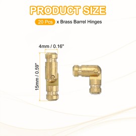 PATIKIL Hidden Brass Barrel Hinges 0.6"x0.16", 20 Pcs Invisible Hinges Folding Support Concealed Cylinder Hinge for DIY Jewelry Cabinet Door Wooden Box, Gold