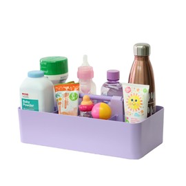 Enjoy Organizer Portable Caddy Organizer -2 Stackable Plastic Caddy with Handle | Desk, Makeup, Dorm Caddy, Classroom Art Organizers (Made In Usa) (Lavender/Royal Purple)