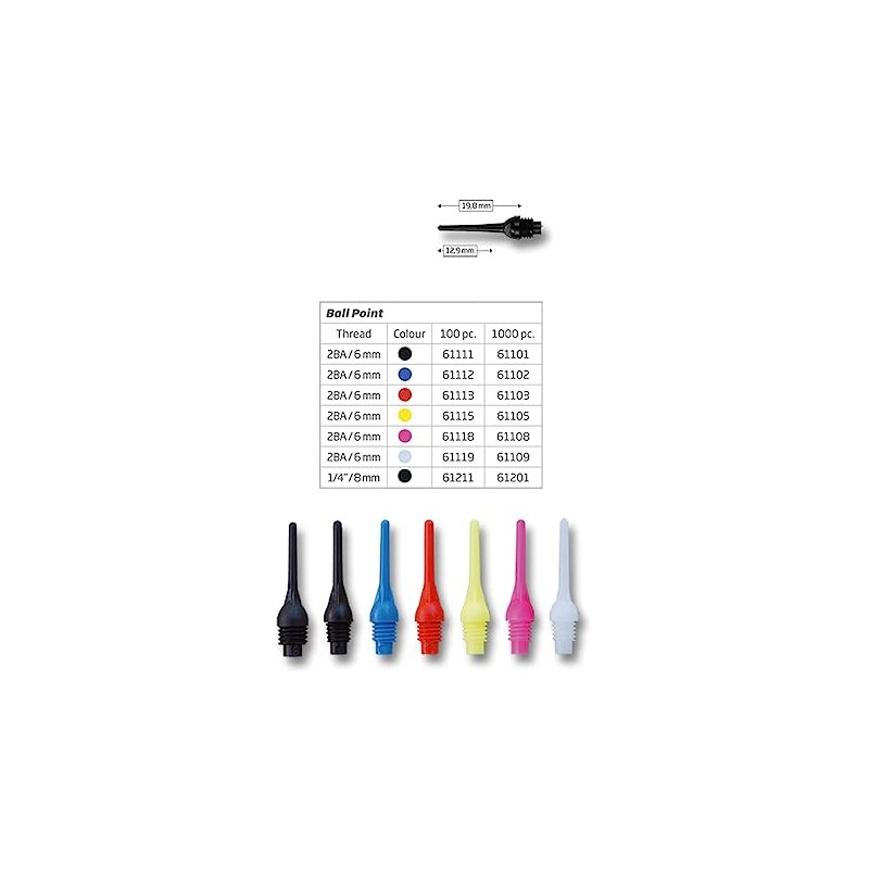 Bull's Ball Point Tips 61101 6 mm Black Set of
