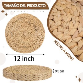 Freetis Multiusomanteles Individuales para Mesa, Camino de Mesa 4 Piezas, Manteles Individuales Redondos, Mantel Individual para Mesa, Manteles Individuales Tejidos, 12Ins