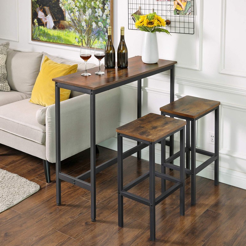 VASAGLE Bar Table, Narrow Long Kitchen Dining Table, Sturdy Metal