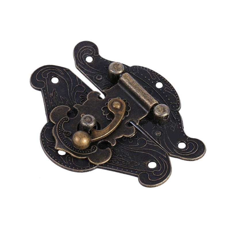 Vintage Latch Hasp Clasp Lock, Antique Bronze Embossing Latch with