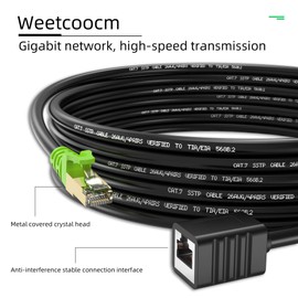Weetcoocm Ethernet Extension Cable 1.5ft, Network Cat6a Extension Patch Cable RJ45 Cords Shielded Male to Female Connector (1.5FT)