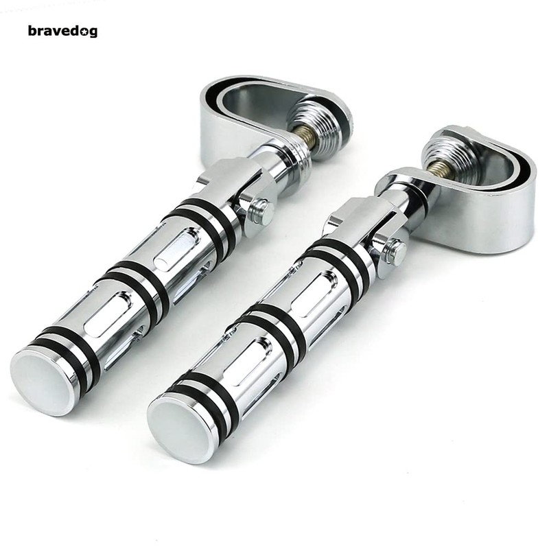 Bravedog Motorcycle Highway Foot Pegs Rest Black 25-32mm Engine Guard