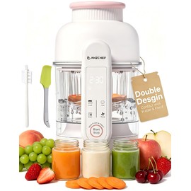 AMZCHEF Baby Food Maker with Auto Steam & Blend, 9-in-1 Baby Puree Maker with Food-grade glass, BPA-Free & Easy Cleaning, Touch Screen, Dishwasher Saf