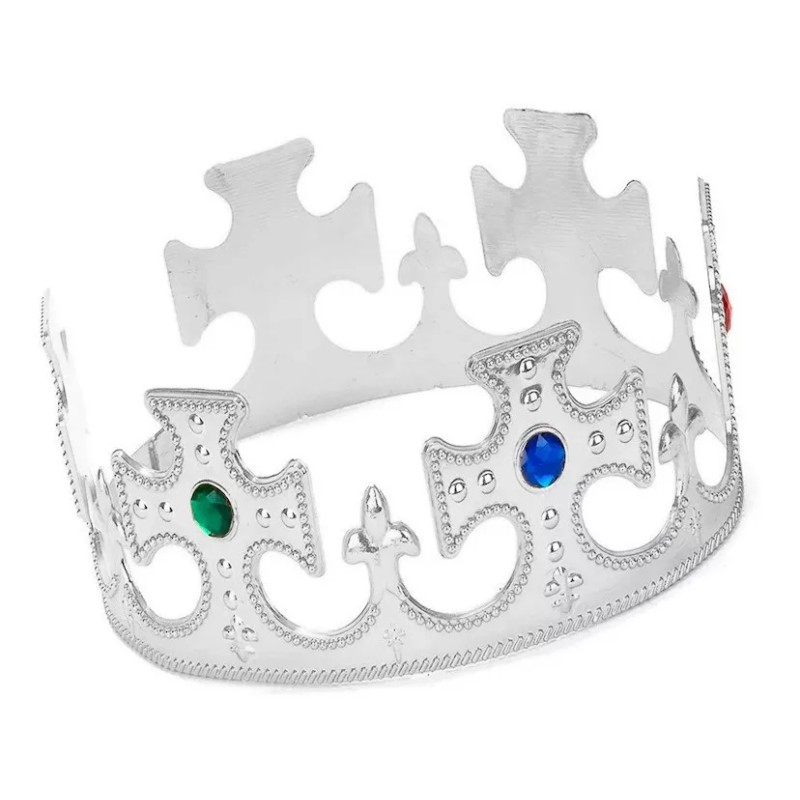 Party 10 Coronas Rey Plastico Reyes Magos Plata Fiesta Eventos