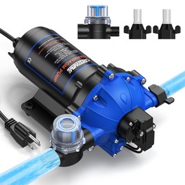 CrestWave Fresh Water Pump 7GPM 70PSI, 110V AC, Upgraded Five Chamber Self-Priming Diaphragm Water Pump with Pressure Switch and Strainer for RV, Home Water System, Irrigating & Industrial Settings