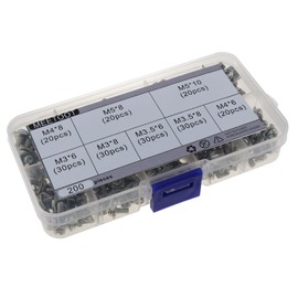 MEETOOT 200PCS Terminal Block Screw Kit Carbon Steel Nickel Plated Phillips Round Head Square Washer Combination Screw Set Suitable for Terminal Block Crimping