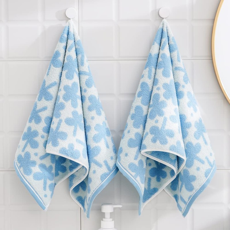 sense gnosis Blue Floral Hand Towels Set of 2 Clovers