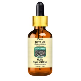 Devprayag Pure Olive Oil (Olea europaea) with Glass Dropper Natural Therapeutic Grade Cold Pressed 10ml (0.33 oz)