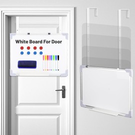 White Board For Door:16x12in Dry Erase Board Adjustable 5Heights Metal Hook Mounting System With Eraser 8 Magnet 8 Magnetic Markers 2 Hooks Use For Office Home Dorm Cubicle Mounted Wall Hanging Cruise