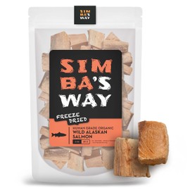 SIMBA'S WAY - Freeze Dried RAW SKINLESS Wild Alaskan Salmon Fillet Dog and Cat Treats, Organic Human Grade, Single Ingredient, All Natural, Grain-Free, Made in The USA [ 1 Pack ]