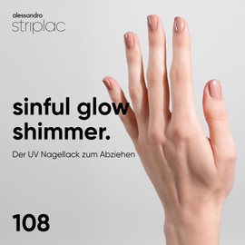 alessandro Striplac UV-Nagellack Sinful Glow Shimmer - Deckend & Kratzfest bis zu 15 Tage - Leichtes Auftragen - Schonende Abziehtechnologie - Vegan - Taupe, 6,5ml