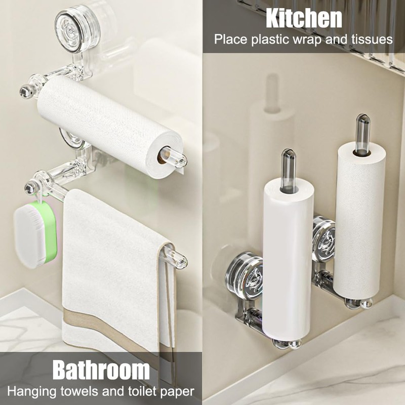 Paper Towel Holder, No Drill 180 Degree Rotatable Towel Rack