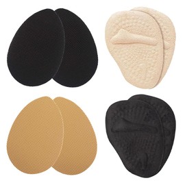 4 Pairs Non Slip Shoe Pads Sole Protectors 2 Pairs Metatarsal Pads for Women Adhesive Shoe Grips High Heel Anti-Slip Silicone Gel Shoes Pads, Black and Beige