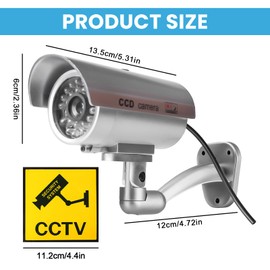 Sporgo Dummy Surveillance Camera Outdoor with LED Light Red Flashing Surveillance Camera Fake Camera Security Camera for Indoor and Outdoor Use (Silver) Pack of 3