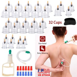 32-Cup Chinese Cupping Therapy Set, Vacuum Suction Massage Kit for Body Wellness