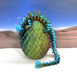 3D Printed Dragon, Glow in The Dark Gemstone Dragon with Egg, 1pc Orange Blue Green Dragon, Home Office Decor Executive Desk Toys, Fidget ADHD Toy for Autism/ADHD - GD002-OBG