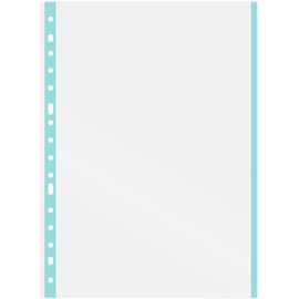 Grafoplás Plastic Sleeves for Folios | Pack of 10 | Glass | Pastel Blue Border | Extra Polypropylene | Reinforced Spine | Perfect for Ring Binder