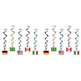 Beistle S57598AZ2 International Flag Whirls 10 Piece, Multicolored