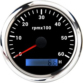85 mm Tachometer 0-6000RPM Waterproof with Operating Hour Counter 7 Colours Backlight for Car Boat Truck Diesel Petrol Engine