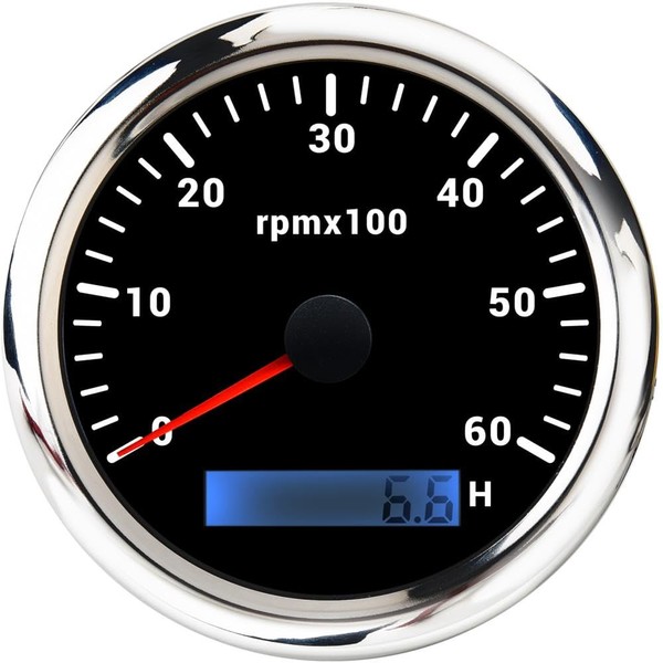 85 mm Tachometer 0-6000RPM Waterproof with Operating Hour Counter 7