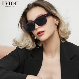 LVIOE Rectangle Square Trendy Oversized Wraparound Fit-Over Sunglasse Women Men to Wear Over Eyeglasses Polarized LS3088