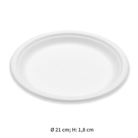 FRANZ MENSCH NatureStar Organic Plates Bordofino Round Sugar Cane, White, Diameter: 21 cm, Height: 1.8 cm, Cardboard, Sugar Cane Plates, Disposable Plates, Pack of 1000
